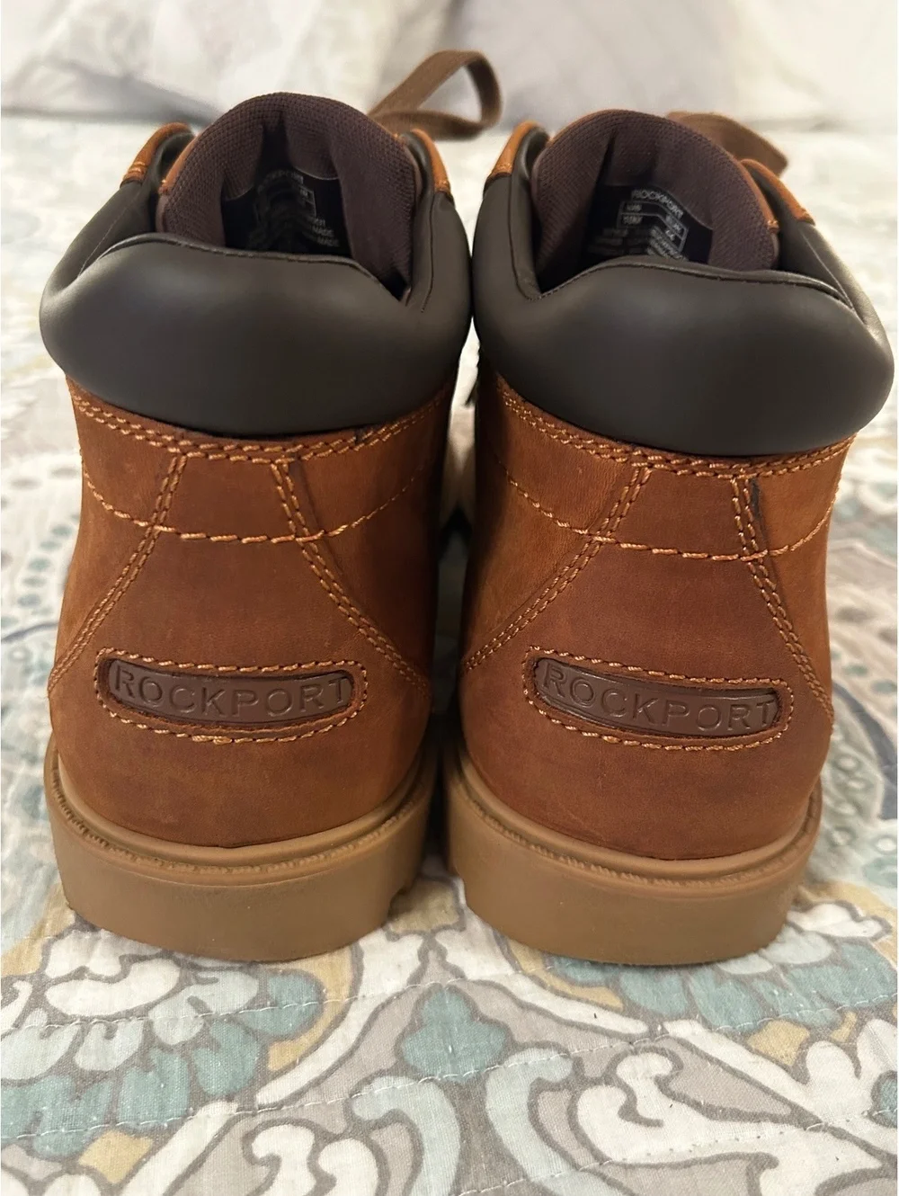 Rockport Men's Brown Leather Lace-Up Boots Size 10